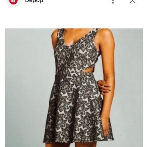 Abercrombie & Fitch  Size XS Black/ Gray Lacy Zippered Cut Out Flared Dress